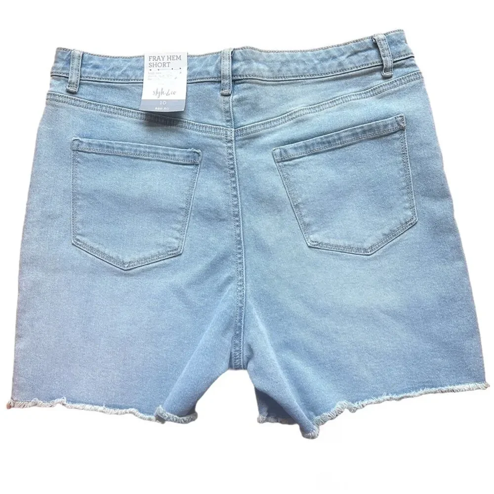 NWT Style‎ & Company Jean Shorts Woman's Size 10 Blue High Rise Slimming